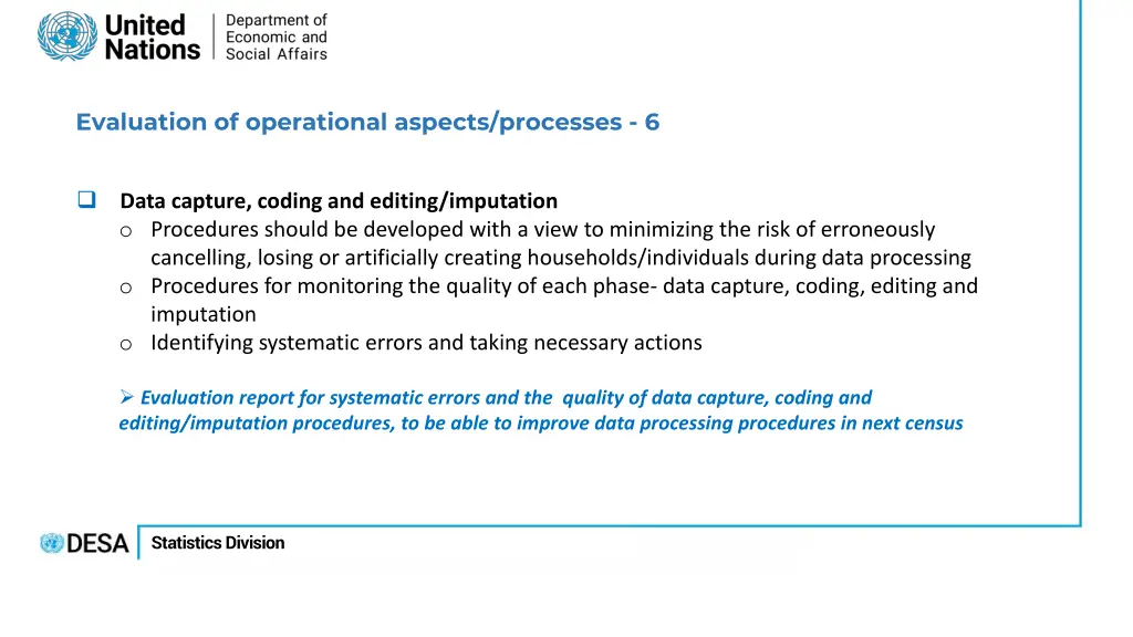 evaluation of operational aspects processes 6