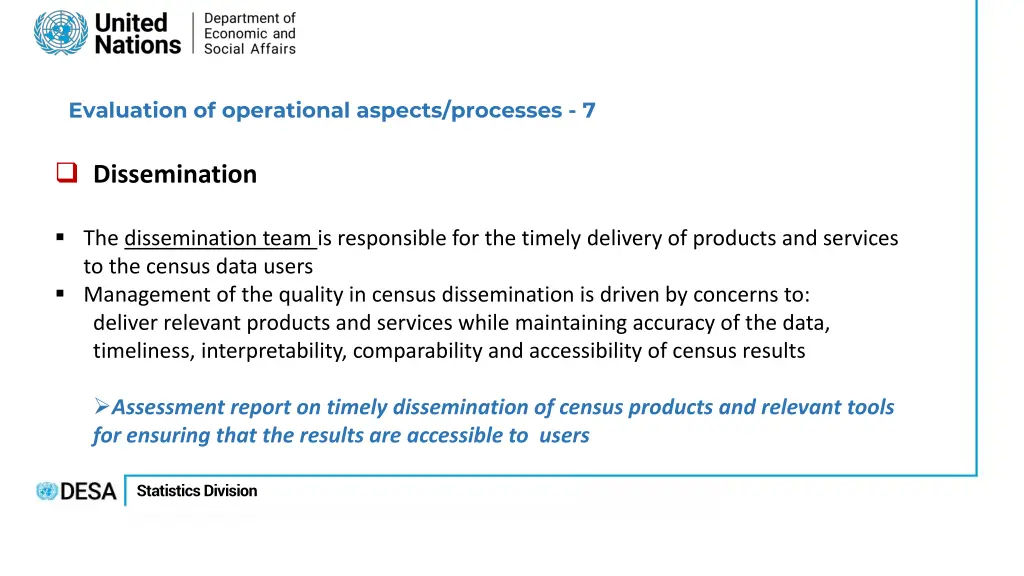 evaluation of operational aspects processes 7