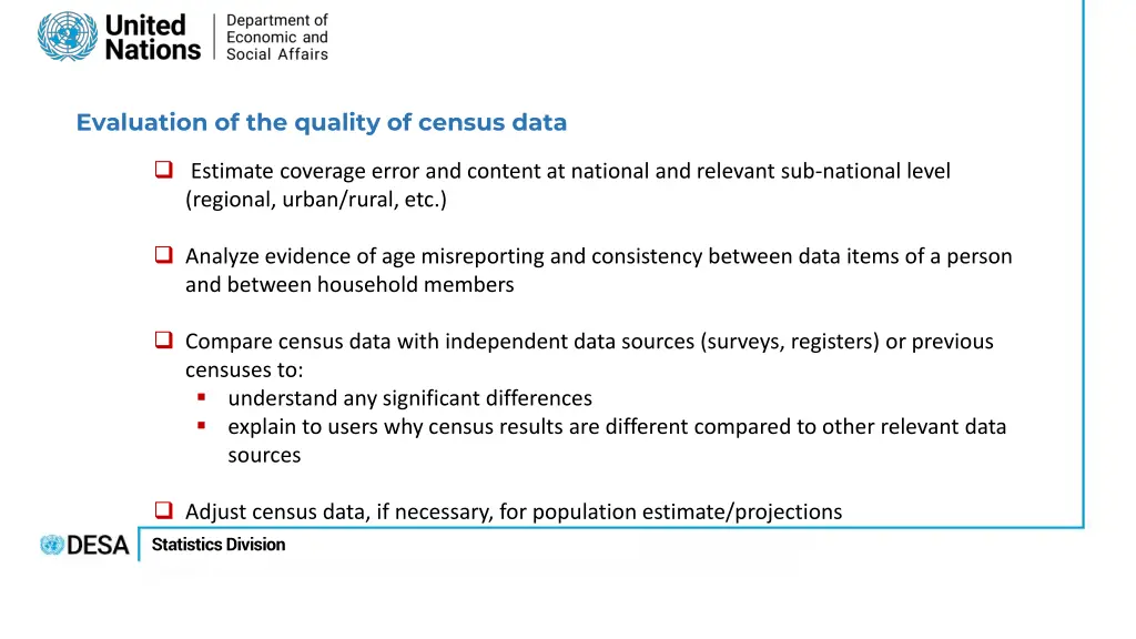 evaluation of the quality of census data