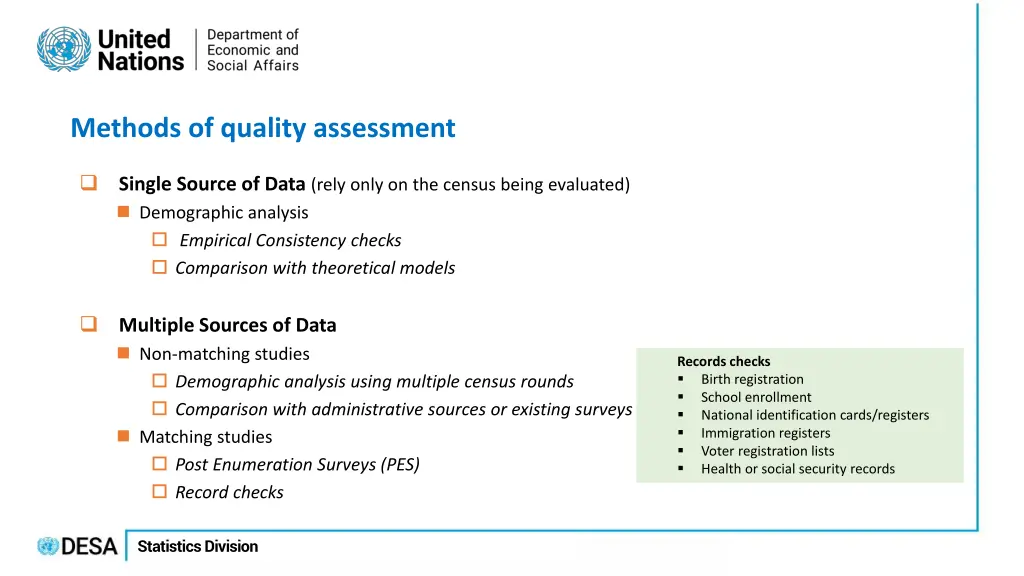 methods of quality assessment