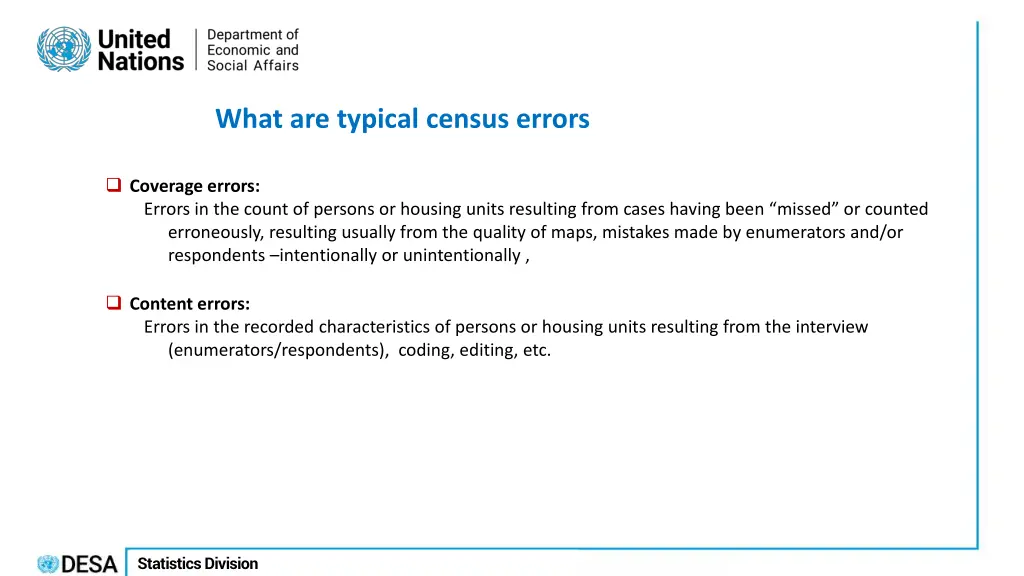 what are typical census errors