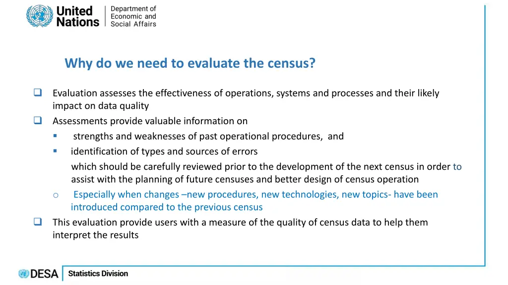 why do we need to evaluate the census