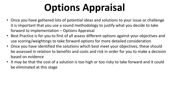 options appraisal