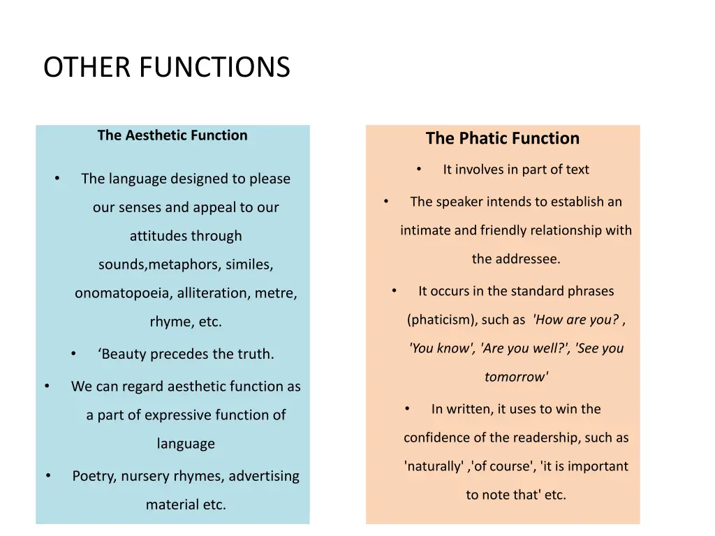 other functions