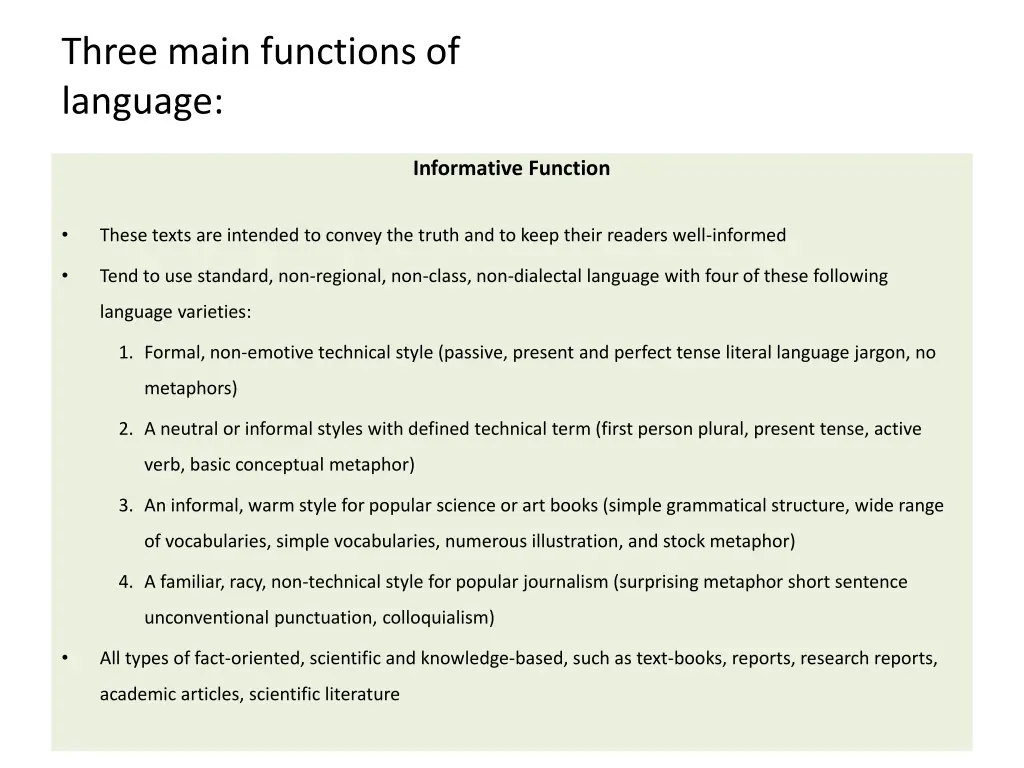 three main functions of language