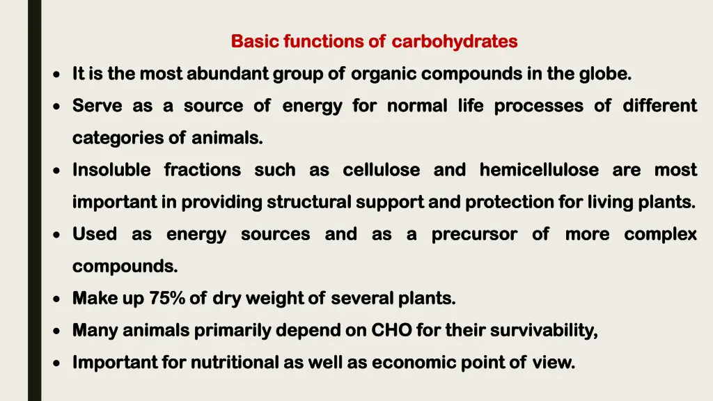 basic functions of carbohydrates basic functions