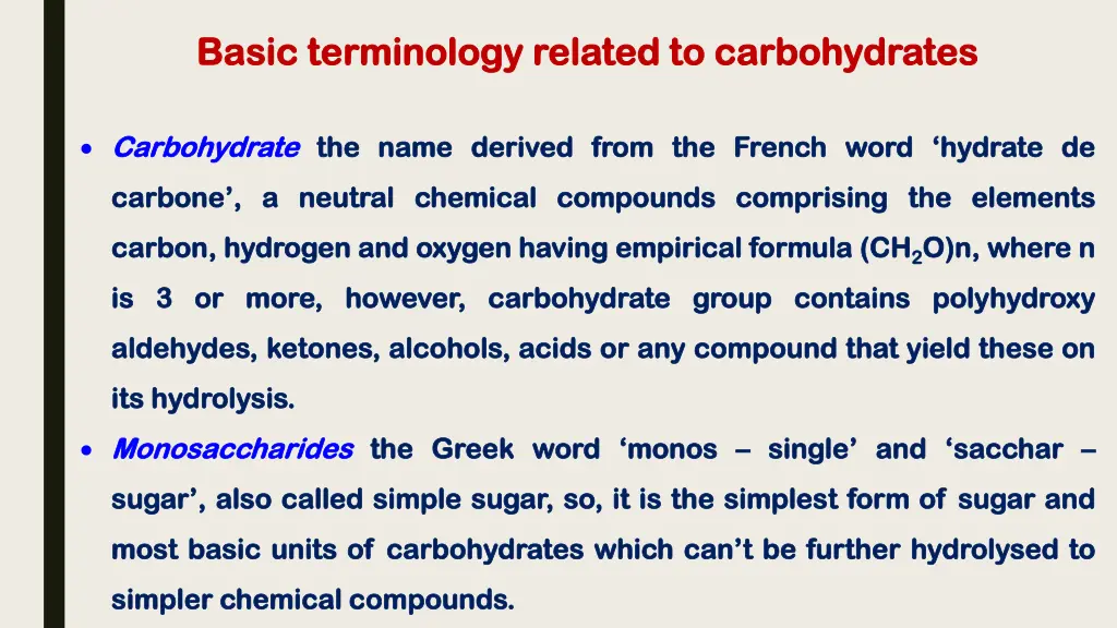 basic terminology related to carbohydrates basic