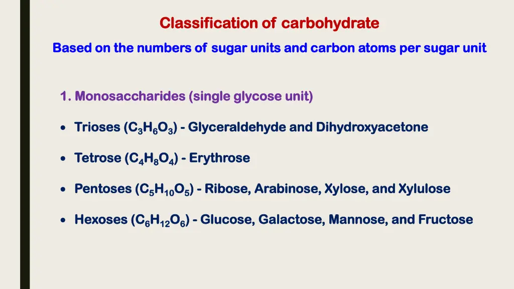 classification of carbohydrate classification