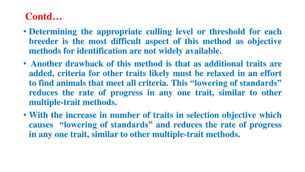 contd determining the appropriate culling level