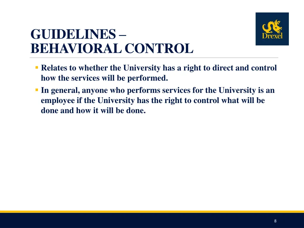 guidelines behavioral control