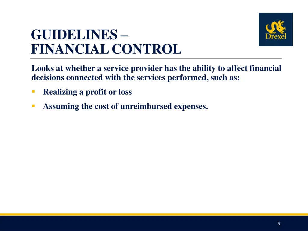 guidelines financial control