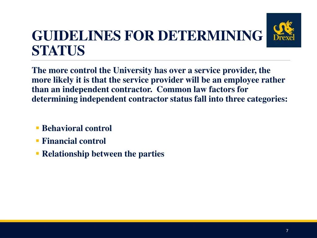 guidelines for determining status