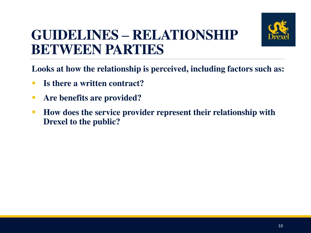 guidelines relationship between parties