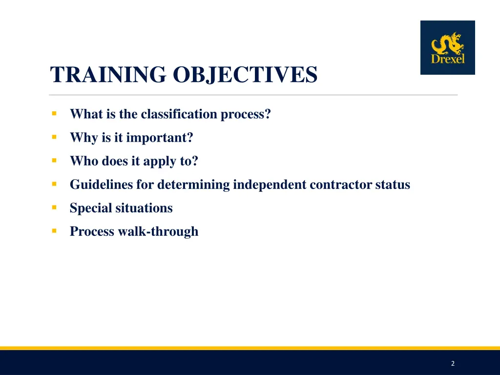 training objectives