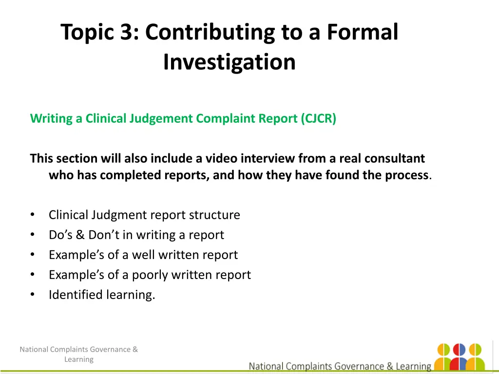 topic 3 contributing to a formal investigation 1