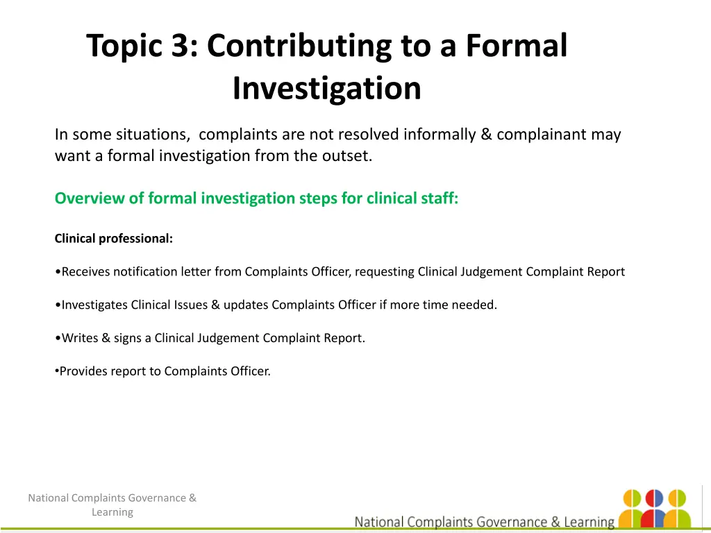 topic 3 contributing to a formal investigation