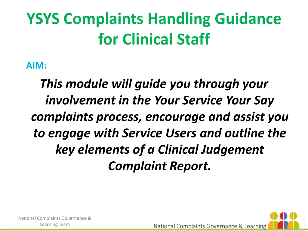 ysys complaints handling guidance for clinical