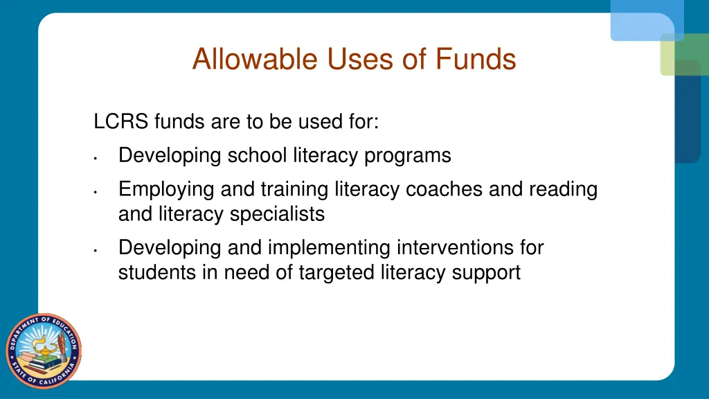 allowable uses of funds