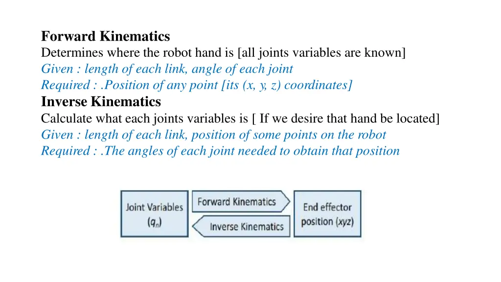 forward kinematics determines where the robot