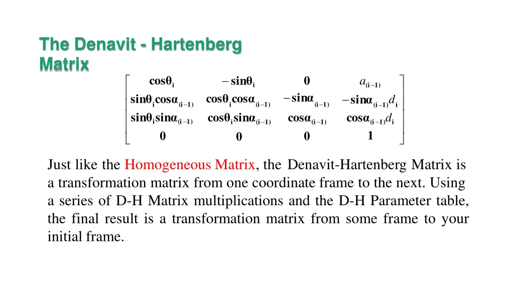 the denavit hartenberg matrix