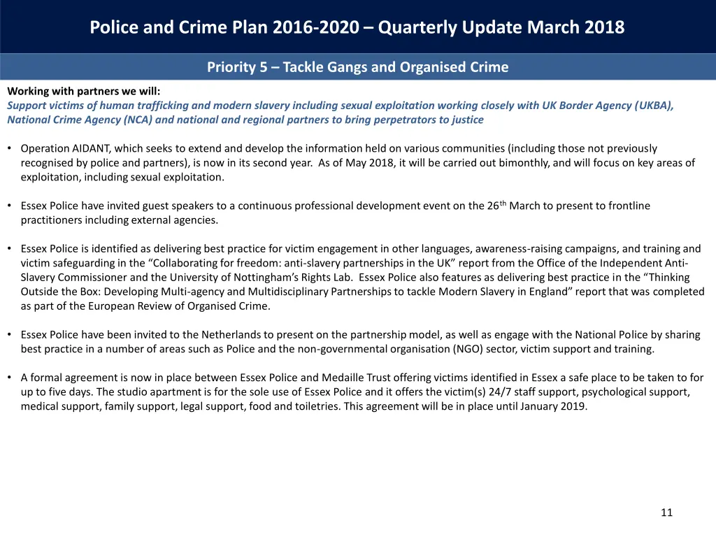 police and crime plan 2016 2020 quarterly update 10