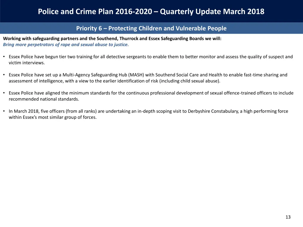 police and crime plan 2016 2020 quarterly update 12