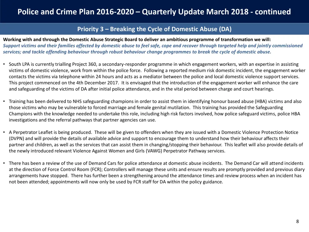 police and crime plan 2016 2020 quarterly update 7