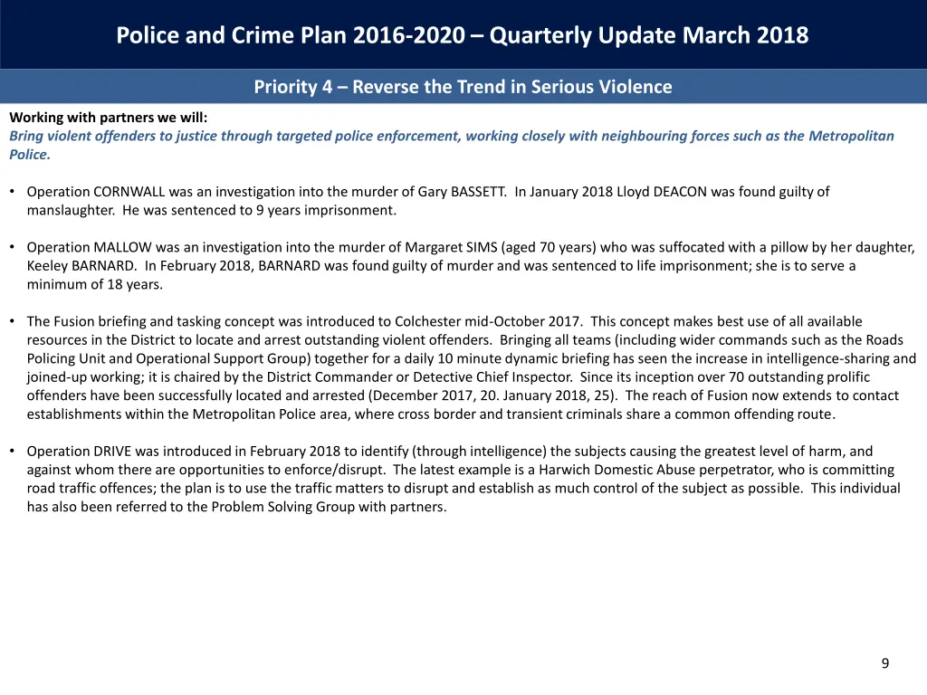 police and crime plan 2016 2020 quarterly update 8