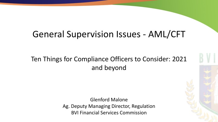 general supervision issues aml cft