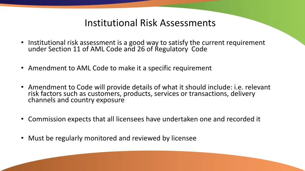 institutional risk assessments