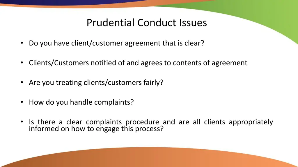 prudential conduct issues