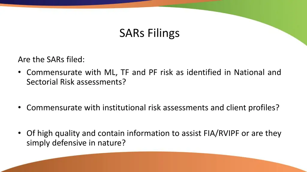 sars filings