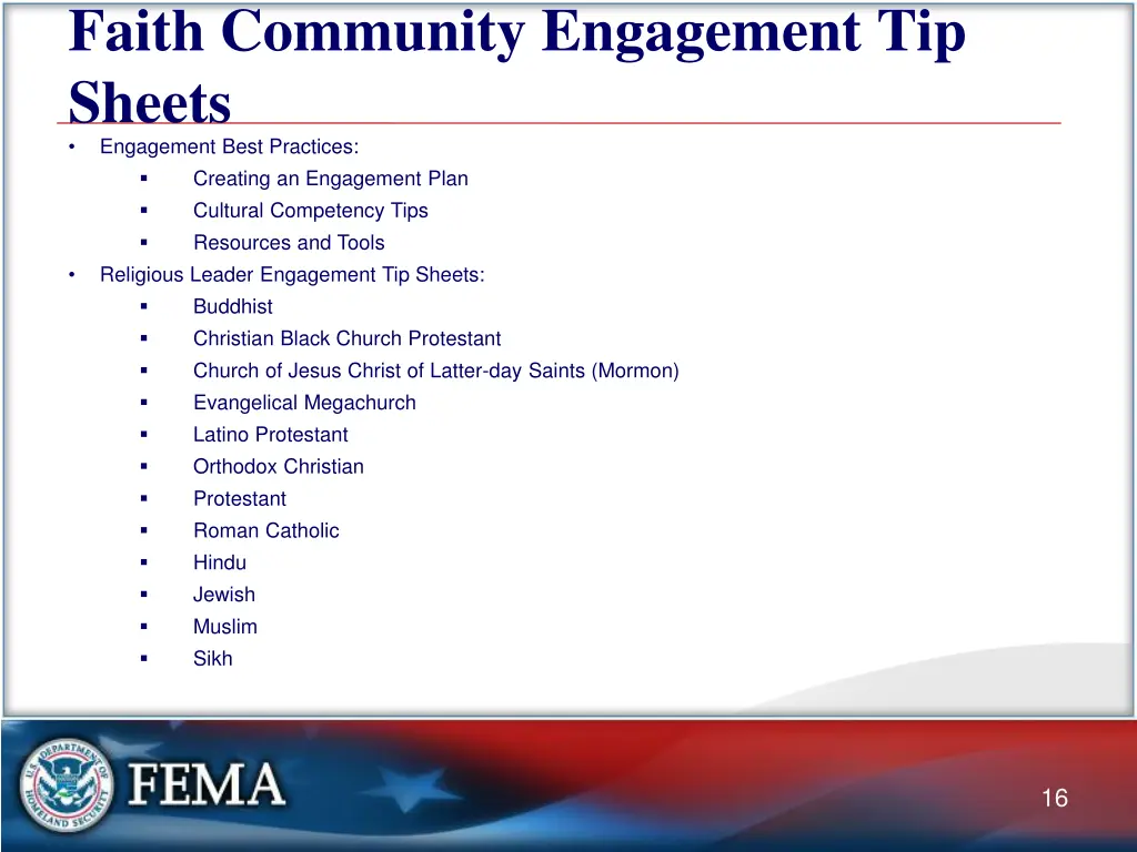 faith community engagement tip sheets engagement