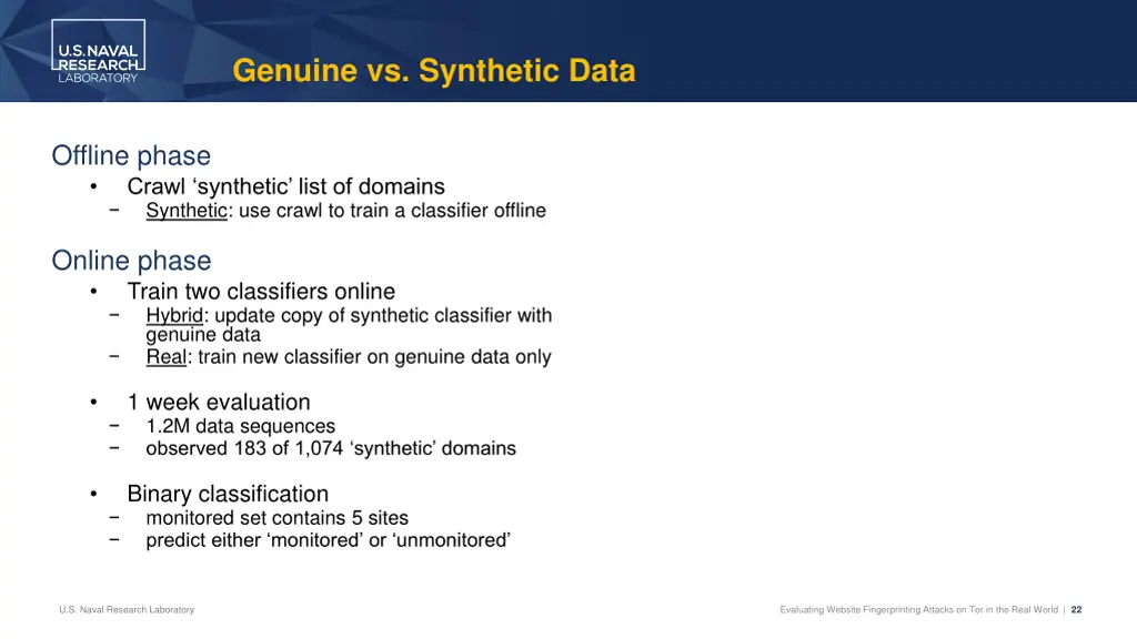 genuine vs synthetic data