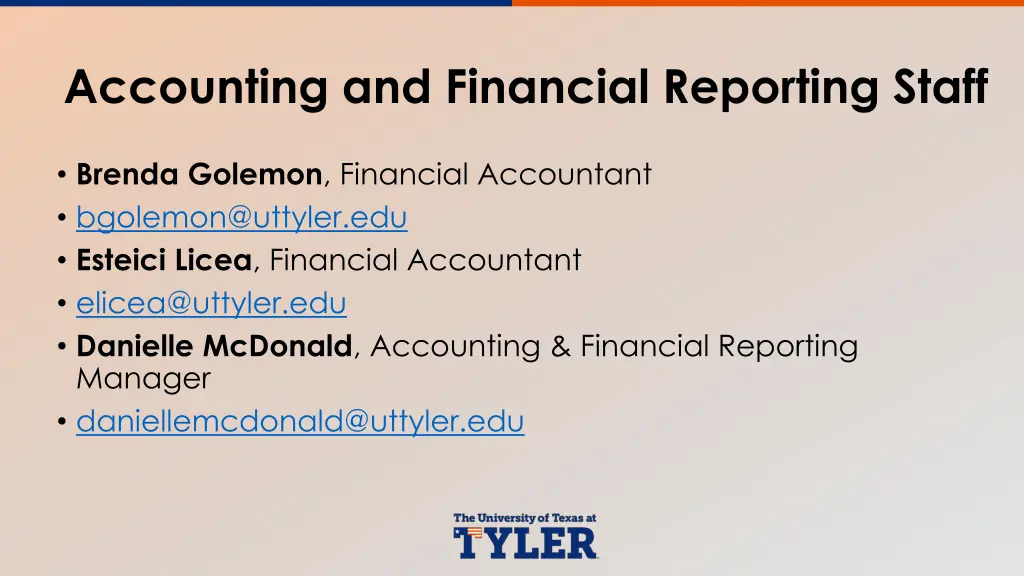 accounting and financial reporting staff