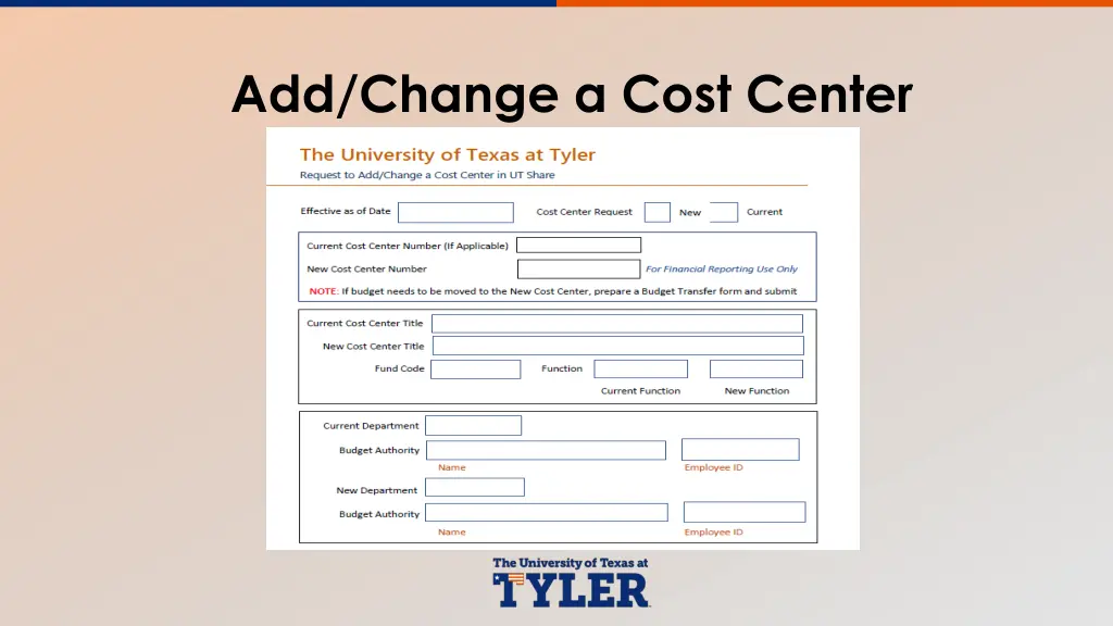 add change a cost center