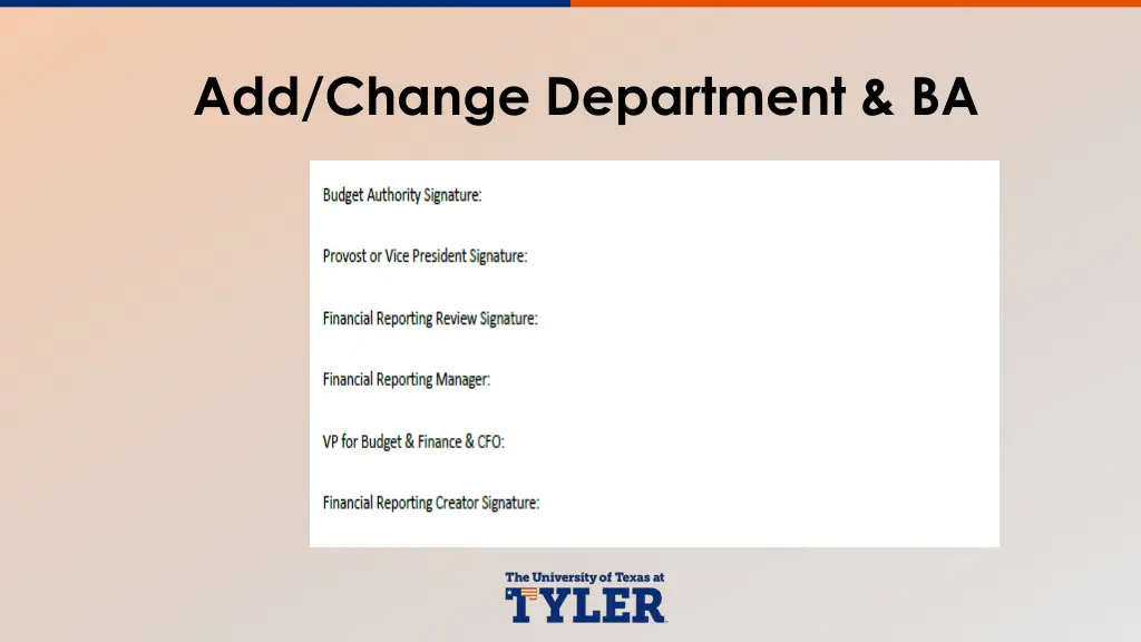 add change department ba 1