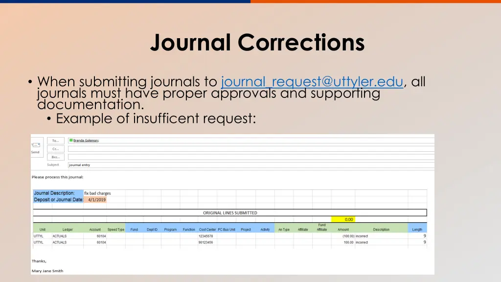 journal corrections