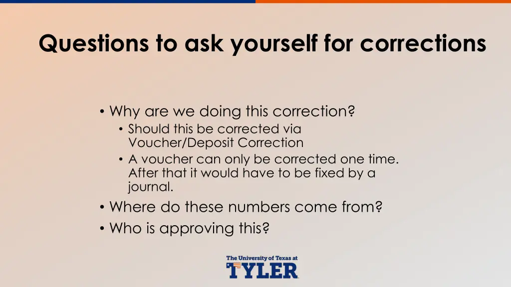 questions to ask yourself for corrections