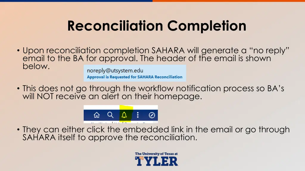 reconciliation completion