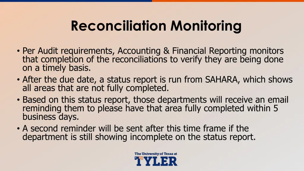 reconciliation monitoring