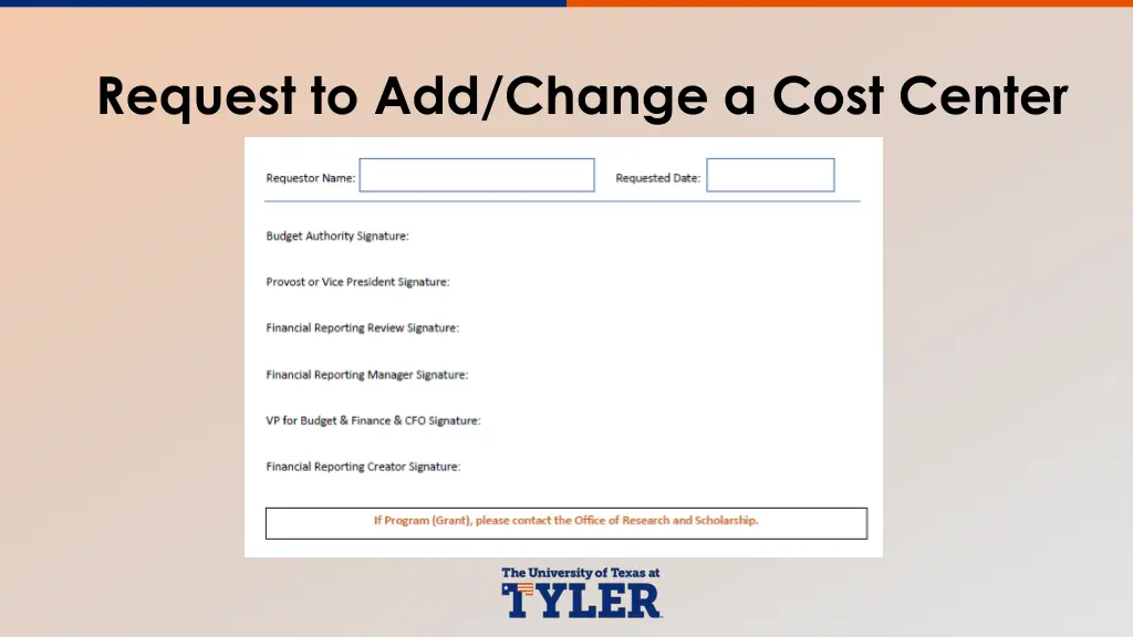 request to add change a cost center 1