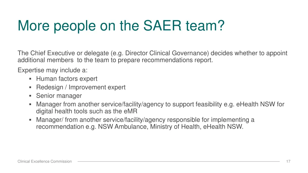 more people on the saer team