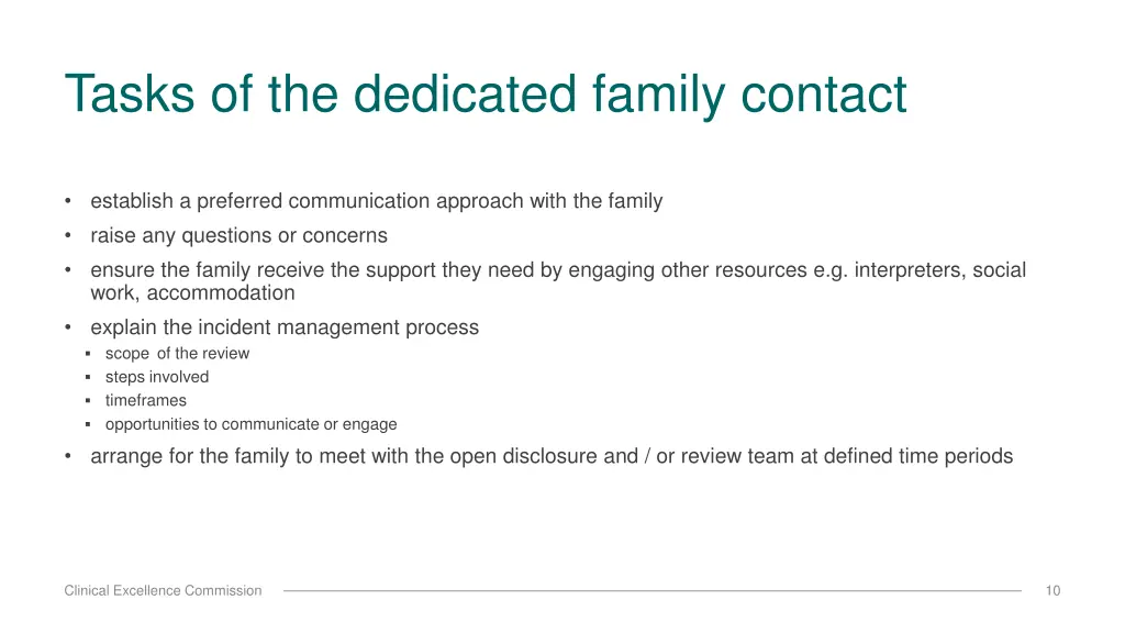 tasks of the dedicated family contact