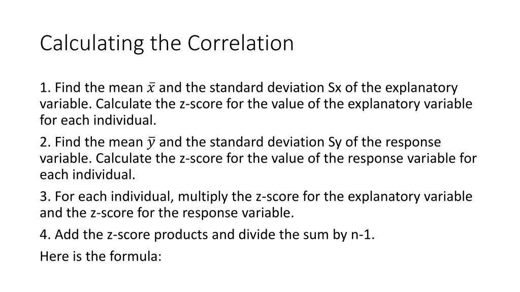 calculating the correlation