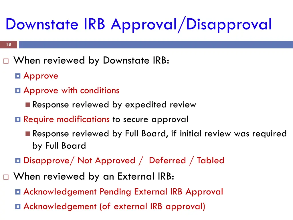 downstate irb approval disapproval