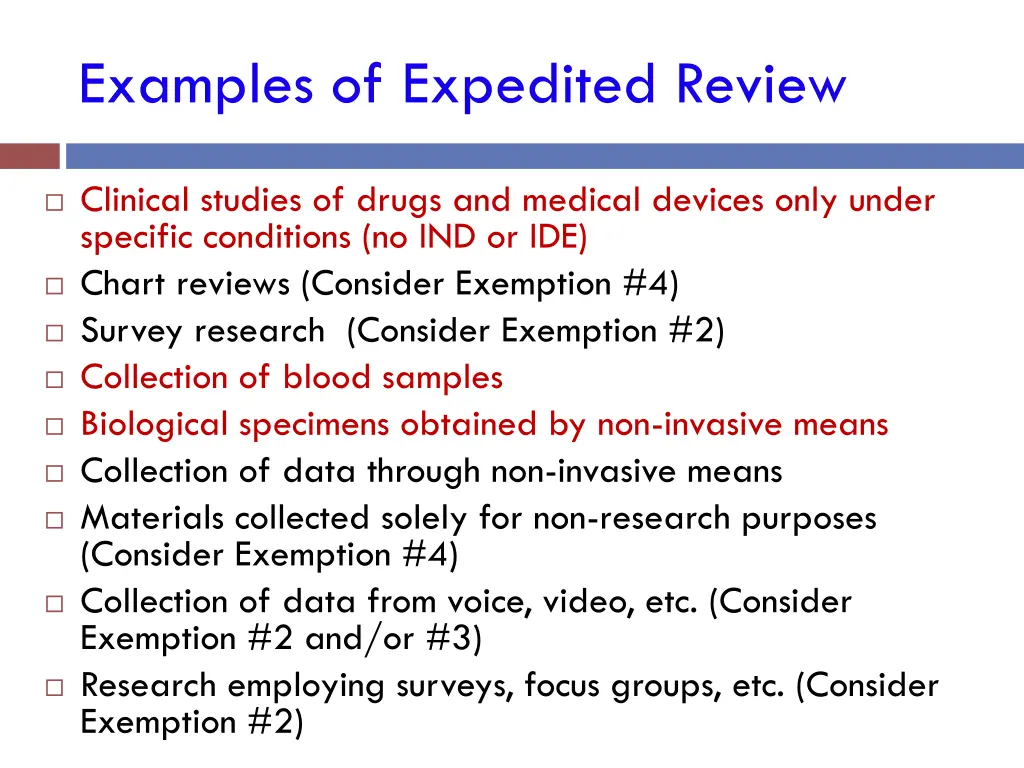 examples of expedited review