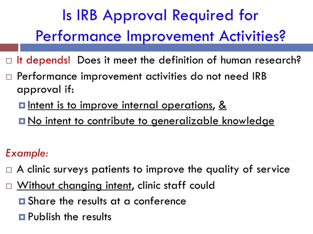 is irb approval required for performance