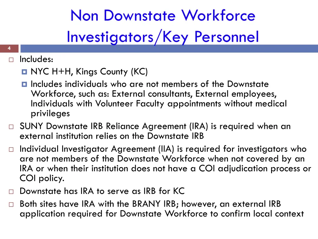 non downstate workforce investigators