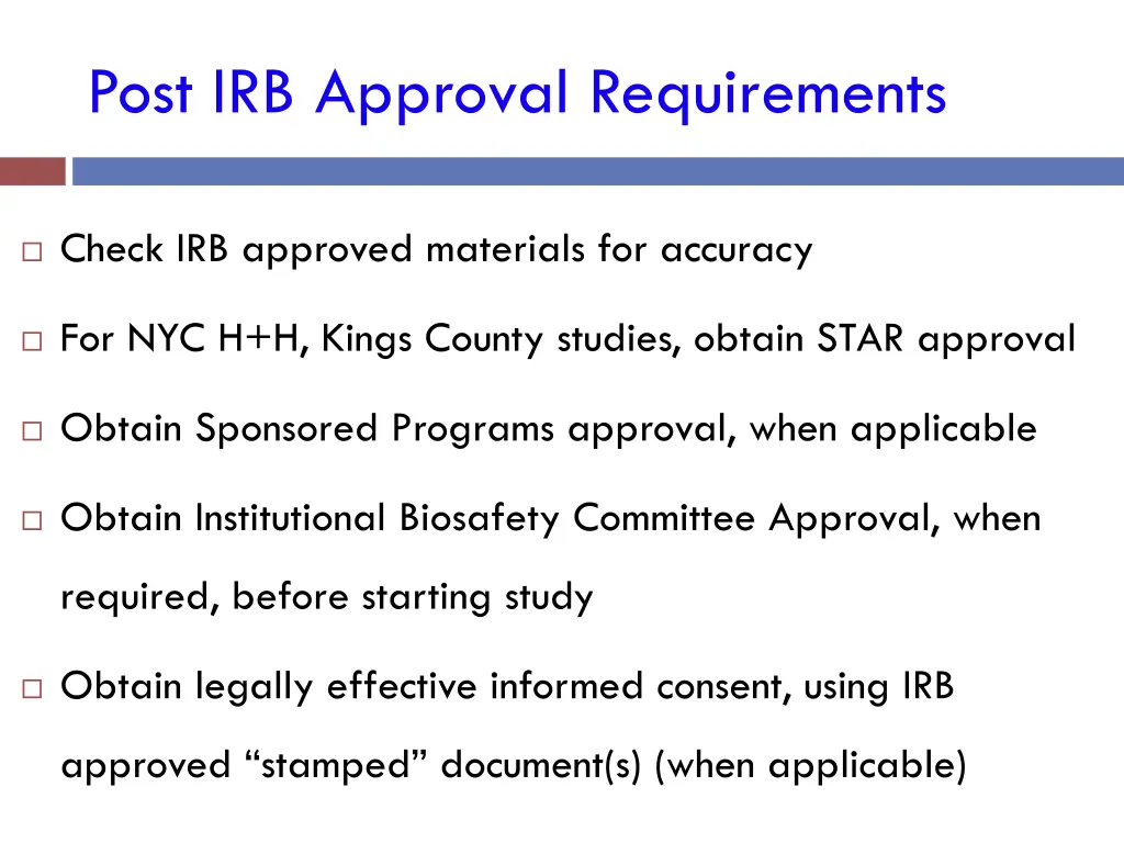 post irb approval requirements